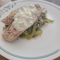 I added bell peppers and a splash of white wine while cooking and put a nice grilled Tilapia over it. It was a great lunch!