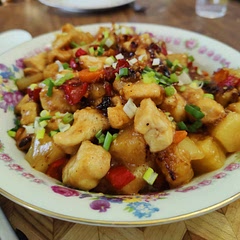 Delicious and tart. Used 1/3 c brown sugar instead of 2/3 c. Frying the pineapple in the pan with the chicken for a bit before adding the sauce brings out even more flavor.