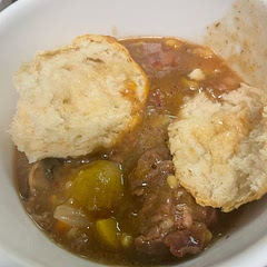 I used the instant pot version of this recipe and served with biscuits. I added conch peas to it. Had lots of leftovers that I put in the freezer. Delicious!