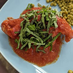 I used a little less milk in so it was more saucey and not as creamy. Also added a ton of basil since we had a ton. It was really good and simple!