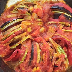 My first ratatouille ever! 
It turned a bit watery so I ate it with a spoon but it tasted nice and I think I am gonna make it again.