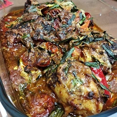 Super good had it with a side of rice. Should have checked on it a little earlier as you see I burned the top a little. Still super good.
