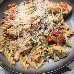 Absolutely yummy!  I used a mix of sundried tapas tomatoes and cherry toms to use them up and frozen spinach.