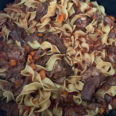 This recipe wasn’t bad.  Just pretty basic tasting for how much work it was.  We replaced the noodles with egg noodles as suggested. Probably wouldn’t make this again