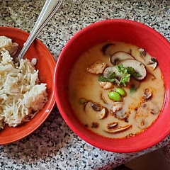 I don't have an instant pot so I did this all in my large pot on the stove. I used edemame instead of peas and used a shocking amount of my crunchy garlic chili oil because that stuff is good enough to eat straight out of the jar. Served with Jasmine rice.