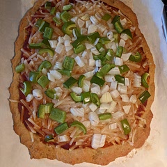 Unfortunately this pizza crust recipe didn't turn out for me. I think the recipe calls for too much oil. The dough was extremely wet and after baking for extra time, the outside was extra crispy while the inside was very doughy.