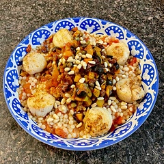 We served over couscous with tomato chutney and grilled scallops. Delish!