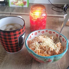 I used milk to make it less calories. Even so it was still delicious.