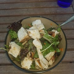 Added chicken breast which was bbqed and I threw some balsamic vinegar on the top woth real sea salt and pepper (rubbed it all over).