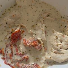 This was very tasty! I doubled the sauce like others suggested to make sure the chicken was covered. This would definitely be good with some pasta!
