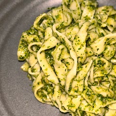 The pesto was delicious.