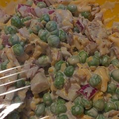 Added double the vinegar, lots of fresh cracked pepper & sea salt. Could add cheese chunks, too!