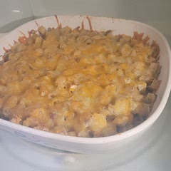 I made it ahead of time so I can just pop it in the oven to reheat right before dinner. Super simple to make, all your typical household ingredients, and so delicious! My 2 year old loved it!