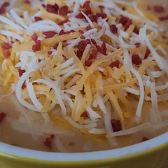 I cooked it in my instant pot for 40 minutes, then added the thickener. I used my immersion blender to make it completely smooth. Topped with cheese and bacon bits.