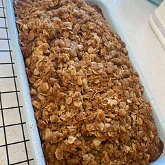 After making it a couple times, I halved the streusel recipe for the top and it turned out perfect!