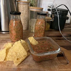 So easy to make and delicious. Just rough chop and throw in the food processor. If you like spicy I would put at least 2 jalapeños