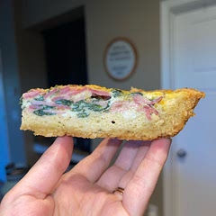 It was really good! I love the flavors of it, and the almond crust was really good! Just a warning: I had lots of filling leftover for some reason, but I just made it into a scramble. Not sure how I feel about the texture of the Turkey bacon though, I get the flavor, but next time I might just go for regular bacon or ham to get the texture I wanted.
