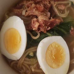 I don't like ginger or Sriracha so I left that out.  I added bacon, bok choy, and leeks.  I used more chili and sesame oil as originally kind of bland for my taste.