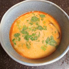 Delicious! I used chili crisp so that's why there is a little extra oil. Also I subbed ginger for galangal and it tastes the same as restaurant Tom kha. Enjoy ☺️