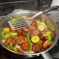 I used Cajun sausage and it made the dish even more tasty. I loved this meal and will make it again.