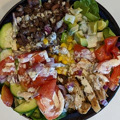 This was super tasty. We added some fresh lime juice to the dressing for some acidity, and added corn and black beans for extra toppings.