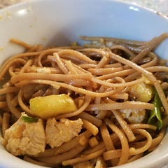 I added chicken and listened to comments about adding double sauce. It turned out delicious 😋. I recommend trying this one. It does take awhile to prep though.