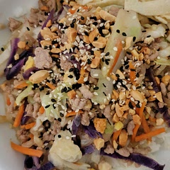 I added egg and served with crushed peanuts on top. Tasty and easy.