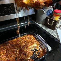 Absolutely delicious, we added some sliced hot Italian sausages in the layer and it was absolutely delicious!