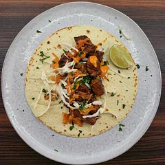 Pretty good flavours, nice twist on a taco. Slice the pork quite thin rather than chunks (like bulgogi should be!) and go light on the sesame oil! Especially in the Mayo.