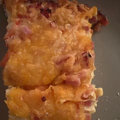 Added diced red pepper with the ham. Also added a little cheese to the top & cooked an additional 5 minutes.