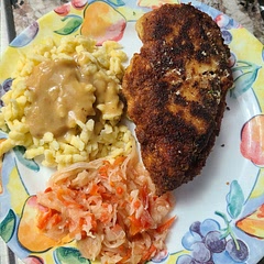 Absolutely amazing. Tastes so Authentic and so easy to make. I baked it at 350°F after frying and it was ready in about 15mins. I had some left over Spatzel that was boiled, topped with gravy, and sided with german pickle salad. Will be trying again in the future!