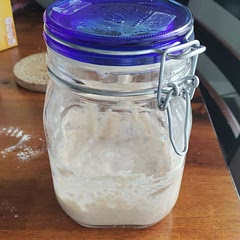 It took about a week and a half for my starter to be ready to use. I listened to the author of the recipe and tried not to overthink it. I waited for the starter to smell right.