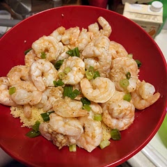 Little too much lemon in the couscous. I went with only half the amount and it was very noticeable. I also used chicken stock instead of water. Shrimp was perfectly cooked! I added some green onions to the top at the end.