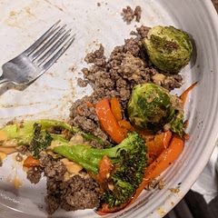 Forgot to take photo until I was almost done eating. Very delicious. I accidentally added a lot of Sriracha because I thought the packets I was using up were ketchup at first, however, still delish! Would make again. East. I used ground bison.