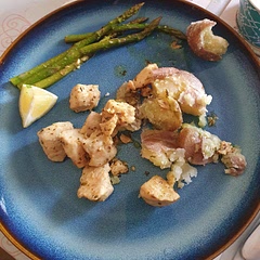 Made with smashed potatoes and it was delightful. Even the kids ate it (slight protest with the asparagus)