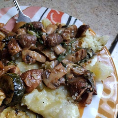Very yummy! Made my own vegetarian gravy rather than following the websites recipe. I didn't add as much lemon juice to almond sauce and added onions.
