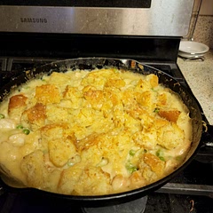 Wife loved it and kids ate it..loaded in garlic, lots and lots of garlic.  Added garlic salt on chicken, added croutons from extra bread.
<instead of tent, bake 12 min of garlic salt on bread with parmesan.