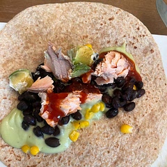 I would use smoke paprika next time, and a bit more salt. Also I’m just not a super big fan of the whole wheat tortillas, so I will probably go back to the traditional flour.   I also made the salmon in the air fryer which turned out perfectly.   My two-year-old daughter thought it was pretty fun to assemble her own taco.