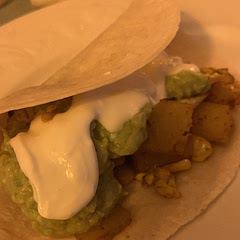 Good recipe. Subbed the avocado for guacamole, it was delicious. Also made my version of sour cream with yogurt, cream cheese and lime. And changed sweet potatoes to regular potatoes.