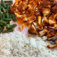 Made it as chicken thighs and chopped up instead of wings. Served with rice and green beans