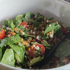 Used lots of fresh garlic which made the lemon vinaigrette excellent (and to my garlic loving taste!)
