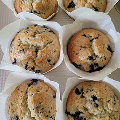 I floured my blueberries as mentioned prior. Added tunbinado sugar to the tops. Delicious!