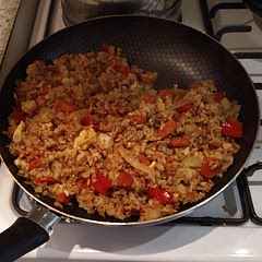 Very nice and colorful! Fried until crispy, tastes really good. No need to precook eggs though