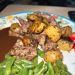 The potatoes needed to be cut a bit smaller to cook quicker but otherwise, what a yummy dish! Will make again!