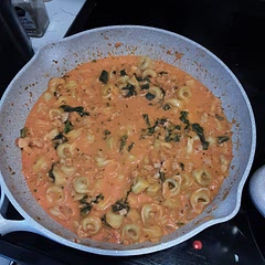 I added veggies (kale, poblano peppers, onions). We used ground chicken. For seasoning I added white pepper & garlic salt. We didn't bake it & just added cheese to the top when we ate.