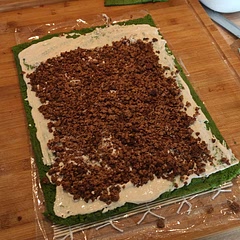 Filled with vegetarian beef, because wife doesnt eat meat or fish at all. Was quite nice, a little bit to salty. For the first attempt good.
Definitely more that two portions.