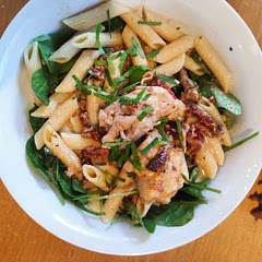Lovely. Served on penne and baby spinach. Added chilli flakes to serve. Will make again. Perhaps less stock as the chicken I used dropped a lot of liquid during cooking so the sauce got a lot thinner. Used chicken thighs.