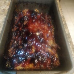 Used a mix of ground meats and less sugar. 
This time I substituted rolled oats (oatmeal) for the bread crumbs- heathier and worked out great.