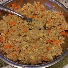 So good! I had a bunch of leftover white rice so I used that. sadly I didn't have any peas but it was still good