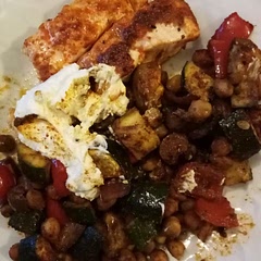 Quite nice. Veg was a bit too salty, and I don't think the Greek yogurt worked until I mixed it with the veg.  Would make again but with less seasoning and spices.